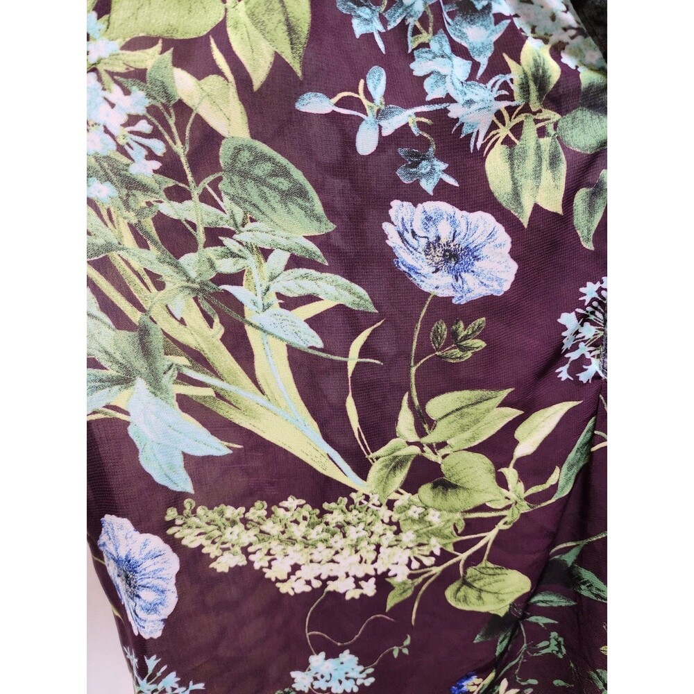 NEW DIRECTIONS WOMEN XL GREEN BLUE BLOUSE FLORAL BLOOM FAIRY LACE SHEER POPOVER - Picture 8 of 16
